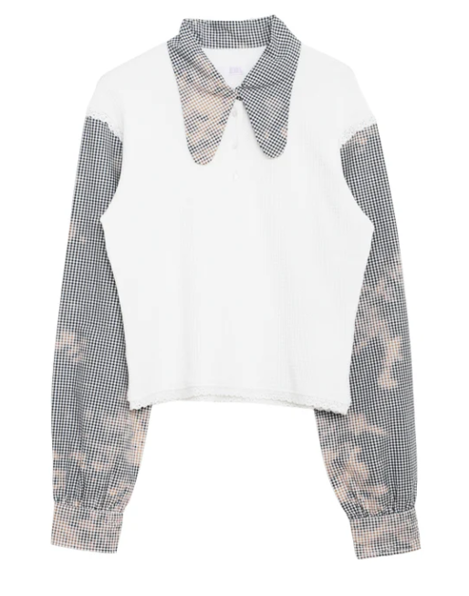 ERL Printed knit combo blouse